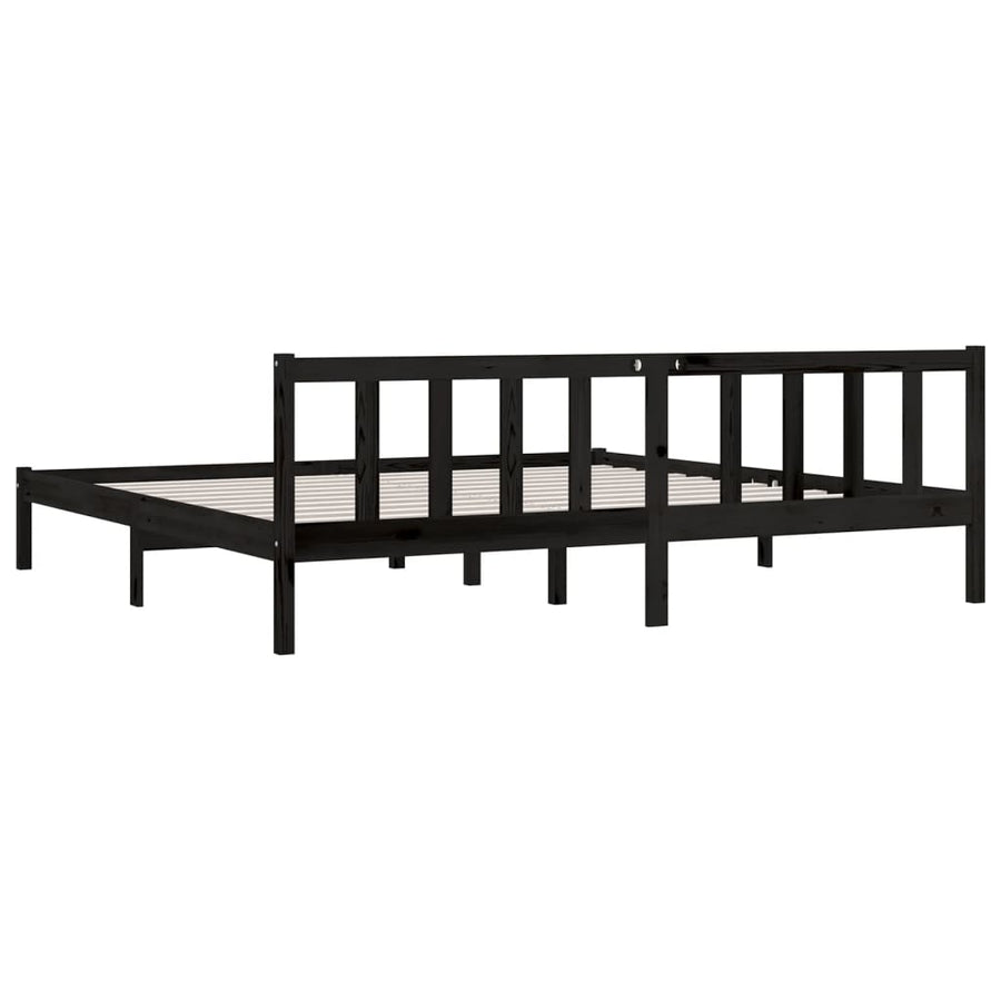 Bedframe Massief Grenenhout 200 x 200 cm Zwart