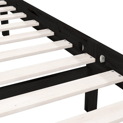 Bedframe Massief Grenenhout 200 x 200 cm Zwart