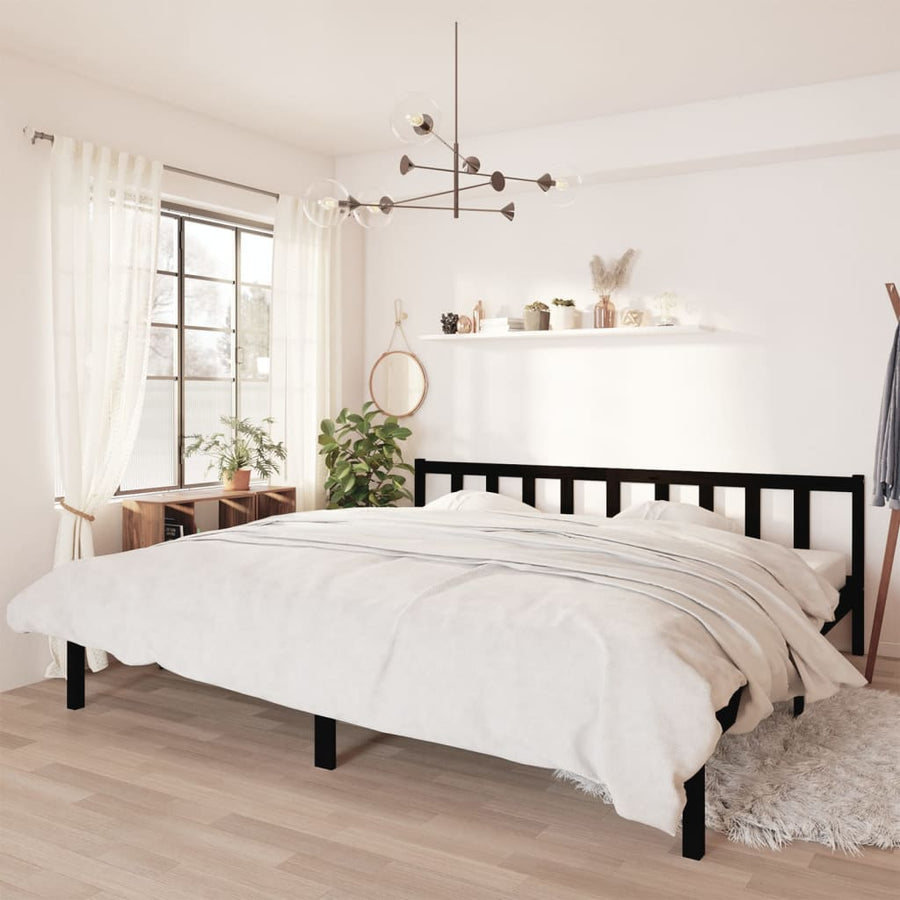 Bedframe Massief Grenenhout 200 x 200 cm Zwart