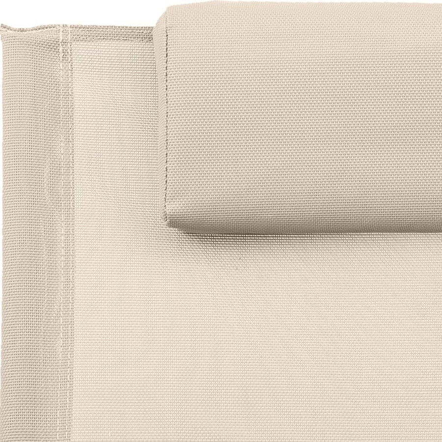 Ligstoel met kussen staal en textileen crèmekleurig