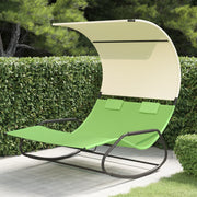 Ligbed tweepersoons schommelend met luifel groen crème 175x137x182 cm