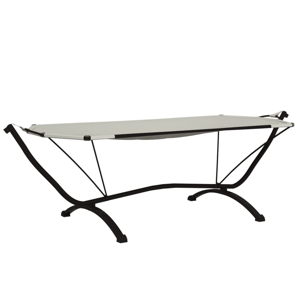 Loungebed Met Luifel Staal En Oxford Stof Crèmekleurig