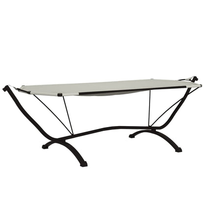 Loungebed Met Luifel Staal En Oxford Stof Crèmekleurig