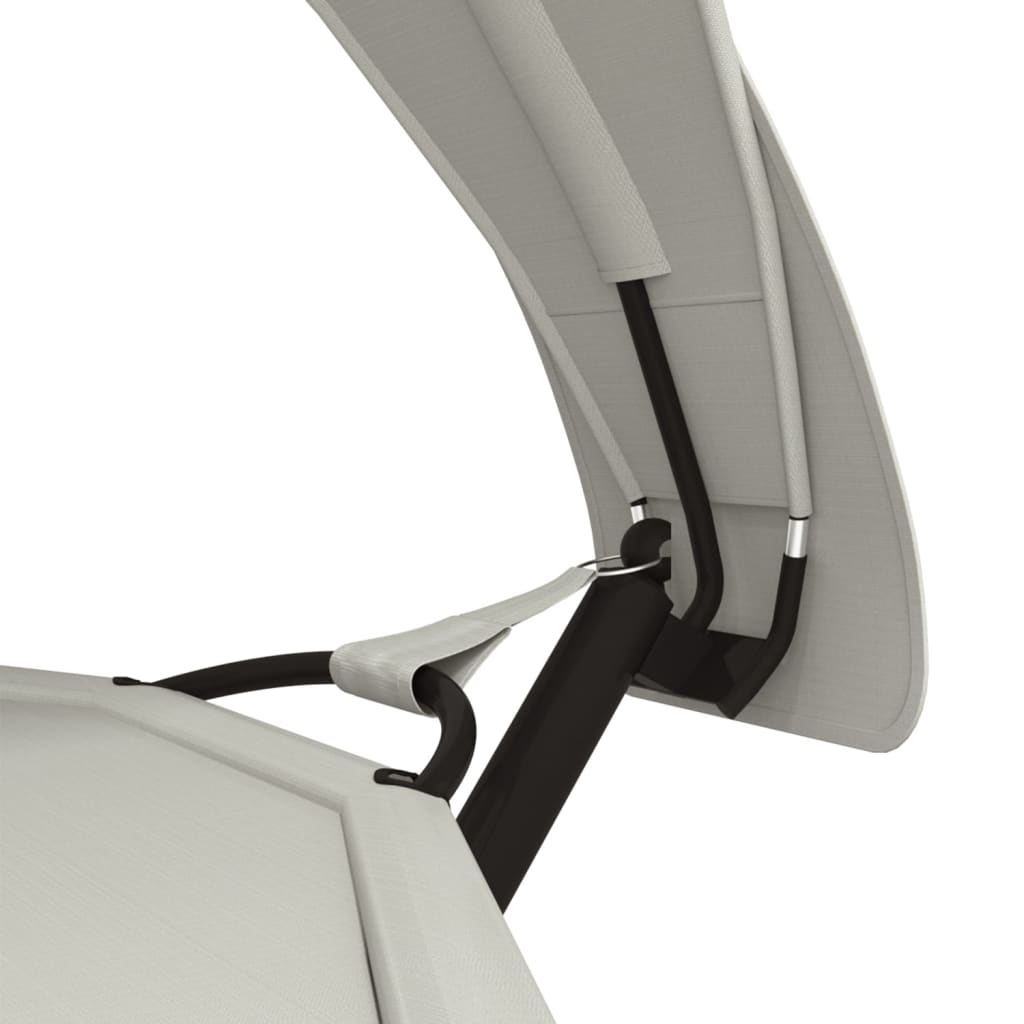 Loungebed Met Luifel Staal En Oxford Stof Crèmekleurig