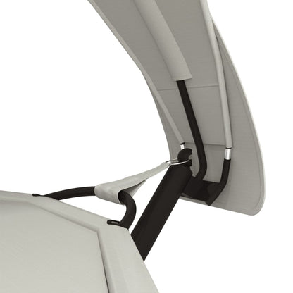 Loungebed Met Luifel Staal En Oxford Stof Crèmekleurig