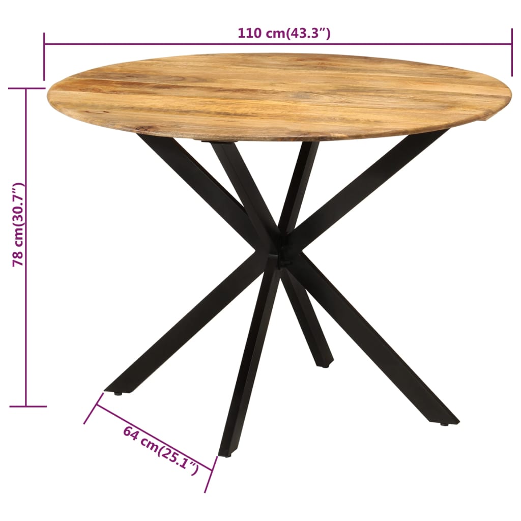 Eettafel Ø0X78 Cm En Staal massief mangohout