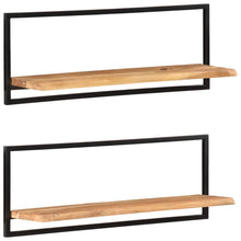 Wandschappen Massief Acaciahout En Staal 2 100 x 24 x 35 cm