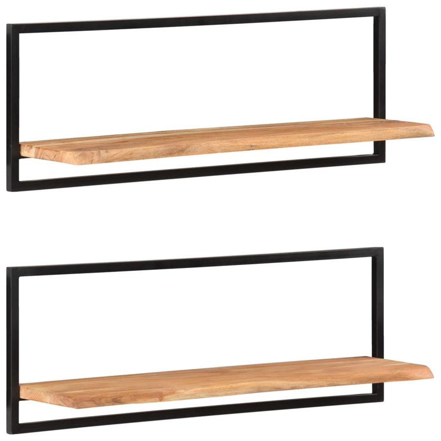 Wandschappen Massief Acaciahout En Staal 2 100 x 24 x 35 cm