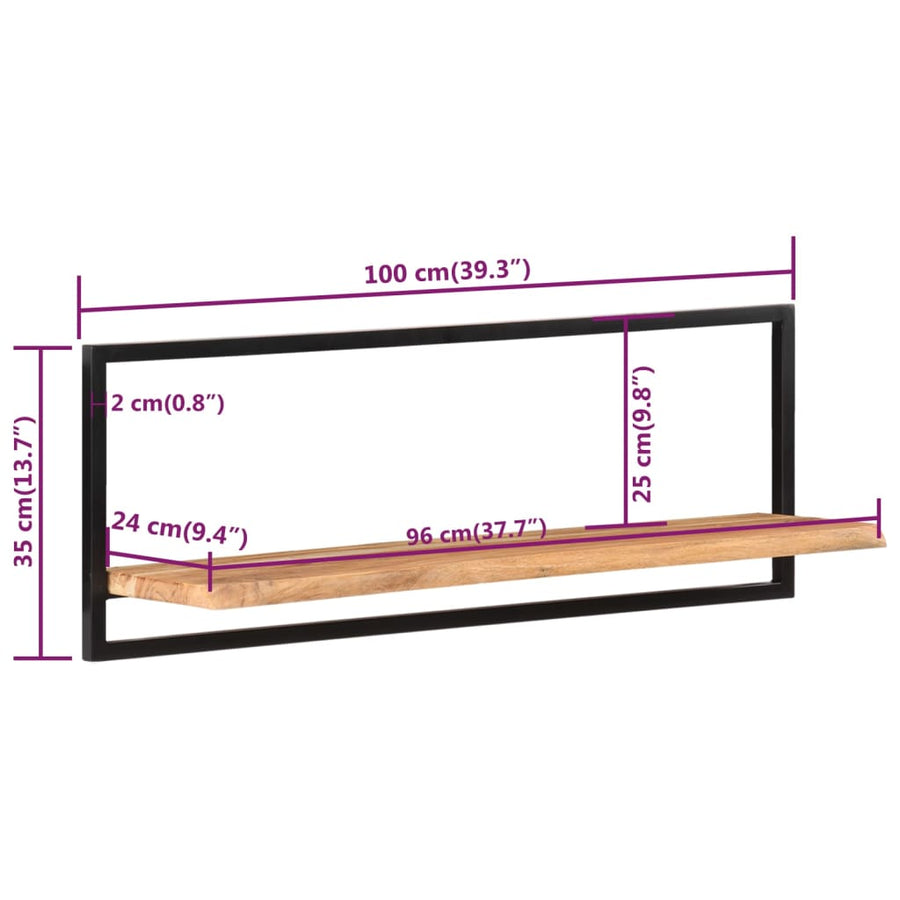 Wandschappen Massief Acaciahout En Staal 2 100 x 24 x 35 cm
