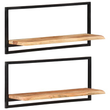Wandschappen 2 st 80x25x35 cm massief acaciahout en staal 2 80 x 25 x 35 cm