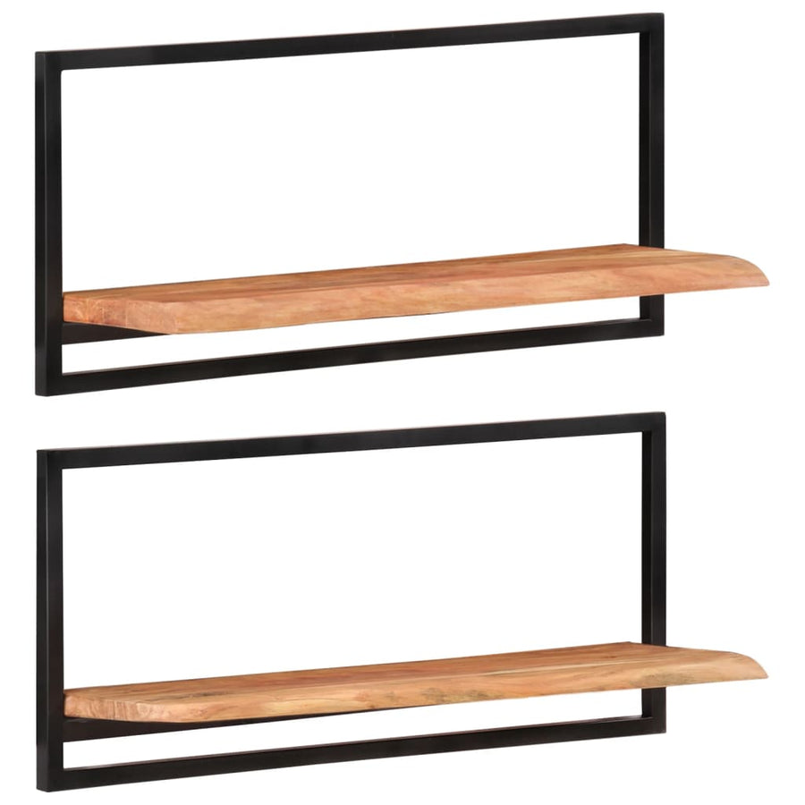 Wandschappen 2 st 80x25x35 cm massief acaciahout en staal 2 80 x 25 x 35 cm