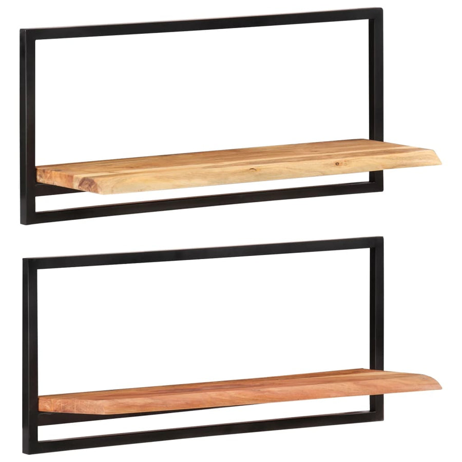 Wandschappen 2 st 80x25x35 cm massief acaciahout en staal 2 80 x 25 x 35 cm