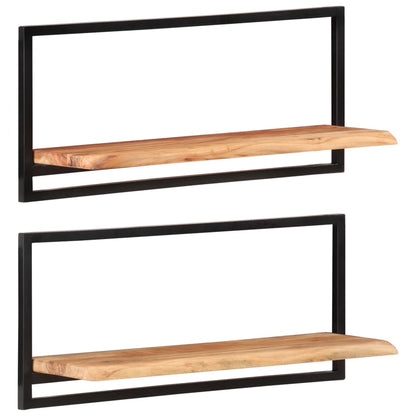 Wandschappen 2 st 80x25x35 cm massief acaciahout en staal 2 80 x 25 x 35 cm