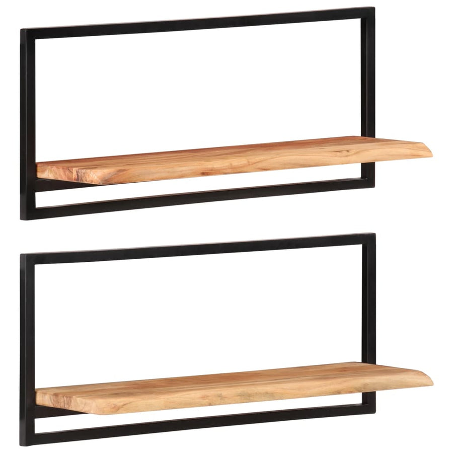 Wandschappen 2 st 80x25x35 cm massief acaciahout en staal 2 80 x 25 x 35 cm