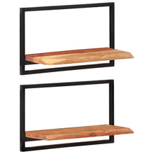 Wandschappen 2 st 60x25x35 cm massief acaciahout en staal 2 60 x 25 x 35 cm