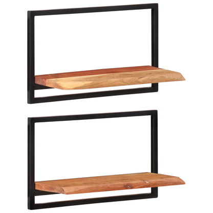Wandschappen 2 st 60x25x35 cm massief acaciahout en staal 2 60 x 25 x 35 cm