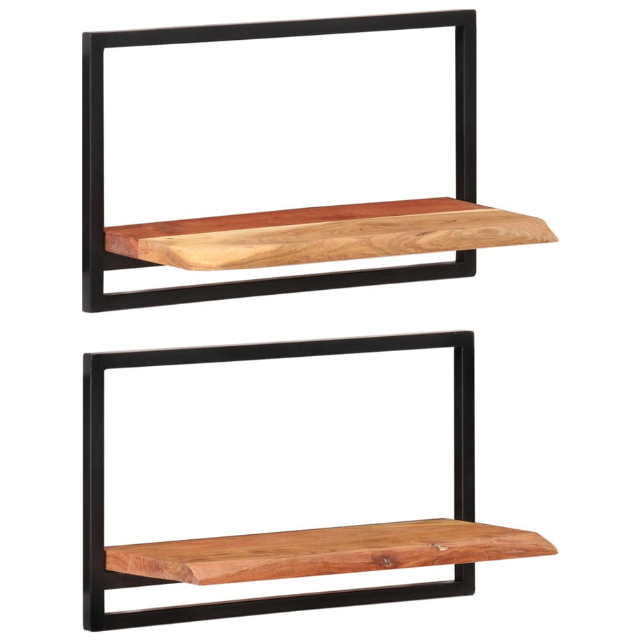 Wandschappen 2 st 60x25x35 cm massief acaciahout en staal 2 60 x 25 x 35 cm