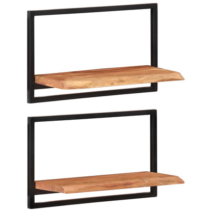 Wandschappen 2 st 60x25x35 cm massief acaciahout en staal 2 60 x 25 x 35 cm