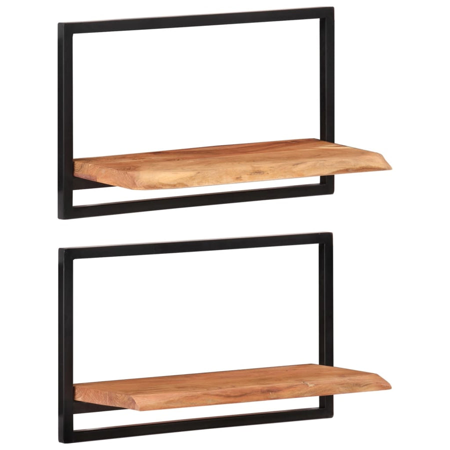 Wandschappen 2 st 60x25x35 cm massief acaciahout en staal 2 60 x 25 x 35 cm
