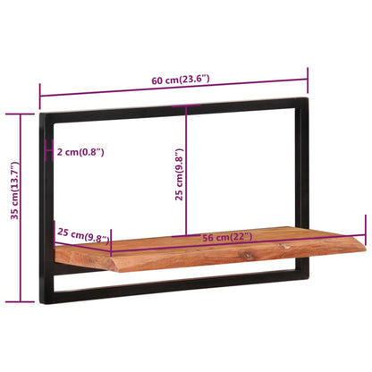 Wandschappen 2 st 60x25x35 cm massief acaciahout en staal 2 60 x 25 x 35 cm