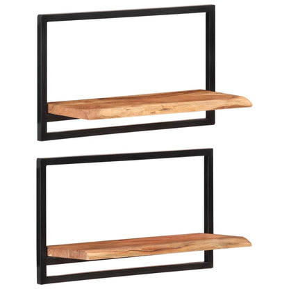Wandschappen 2 st 60x25x35 cm massief acaciahout en staal 2 60 x 25 x 35 cm