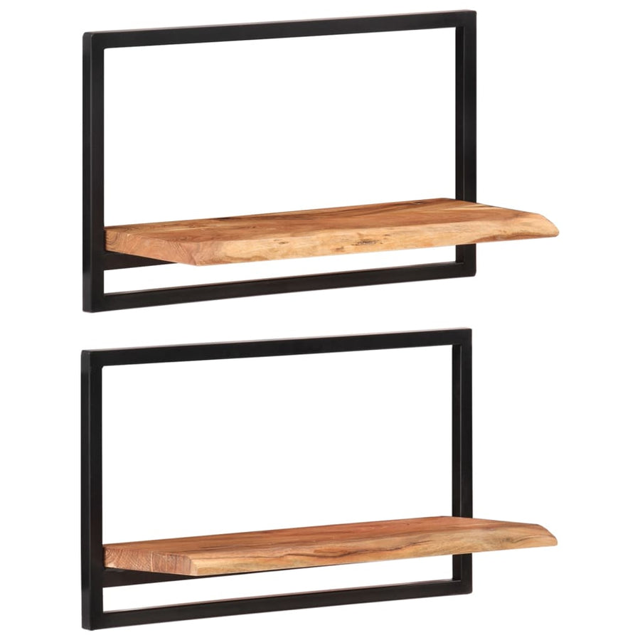 Wandschappen 2 st 60x25x35 cm massief acaciahout en staal 2 60 x 25 x 35 cm