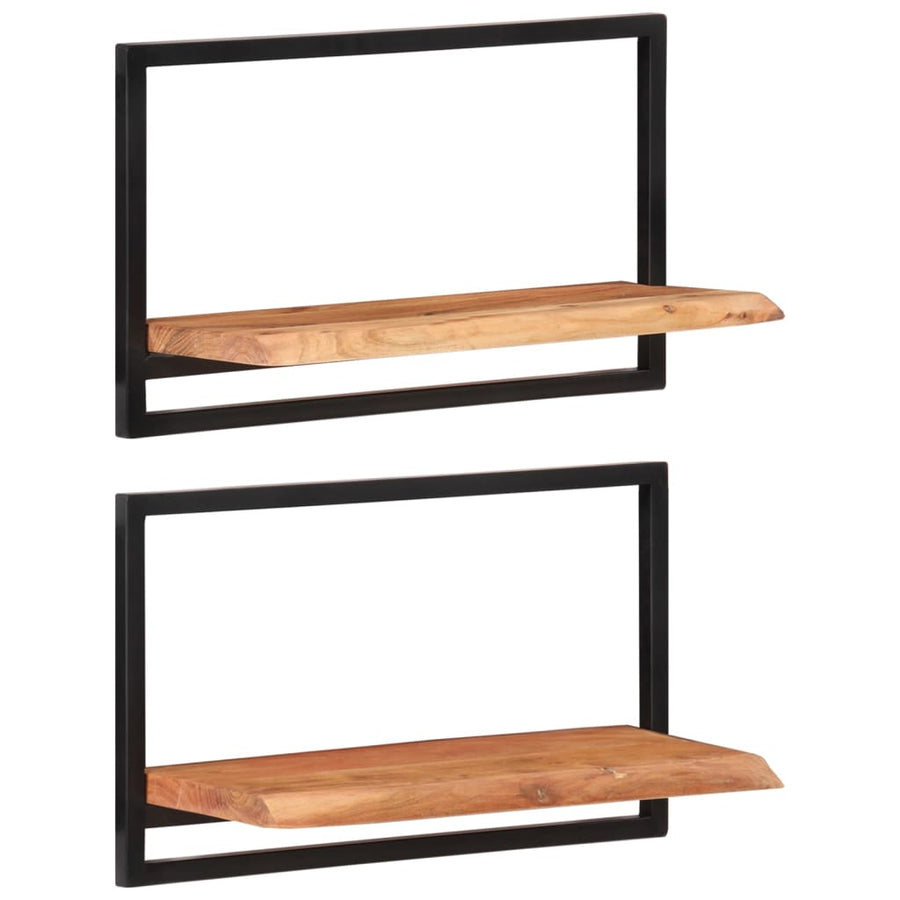 Wandschappen 2 st 60x25x35 cm massief acaciahout en staal 2 60 x 25 x 35 cm