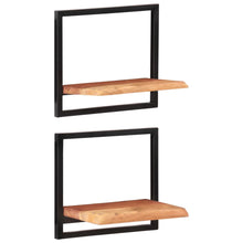 Wandschappen 2 st 40x24x35 cm massief acaciahout en staal 2 40 x 24 x 35 cm