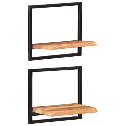 Wandschappen 2 st 40x24x35 cm massief acaciahout en staal 2 40 x 24 x 35 cm