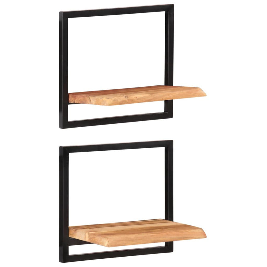 Wandschappen 2 st 40x24x35 cm massief acaciahout en staal 2 40 x 24 x 35 cm