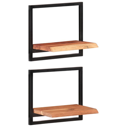 Wandschappen 2 st 40x24x35 cm massief acaciahout en staal 2 40 x 24 x 35 cm