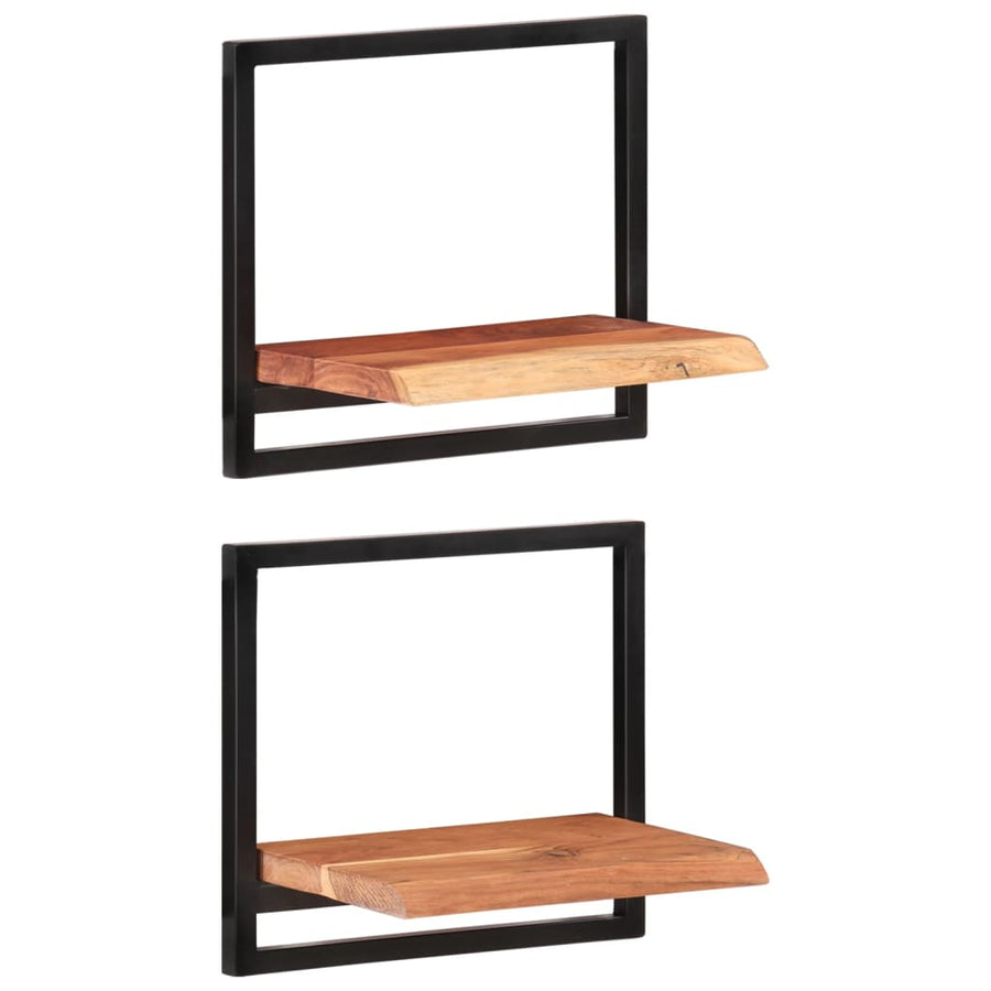 Wandschappen 2 st 40x24x35 cm massief acaciahout en staal 2 40 x 24 x 35 cm
