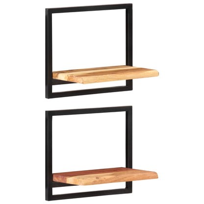 Wandschappen 2 st 40x24x35 cm massief acaciahout en staal 2 40 x 24 x 35 cm