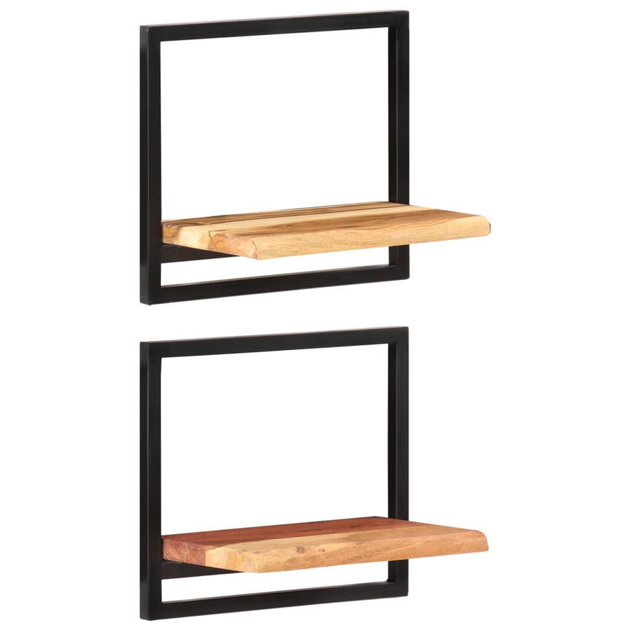 Wandschappen 2 st 40x24x35 cm massief acaciahout en staal 2 40 x 24 x 35 cm