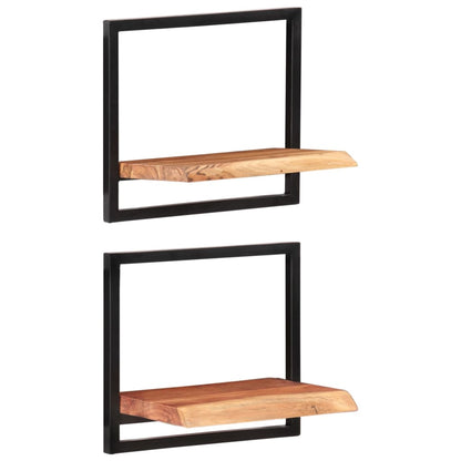 Wandschappen 2 st 40x24x35 cm massief acaciahout en staal 2 40 x 24 x 35 cm