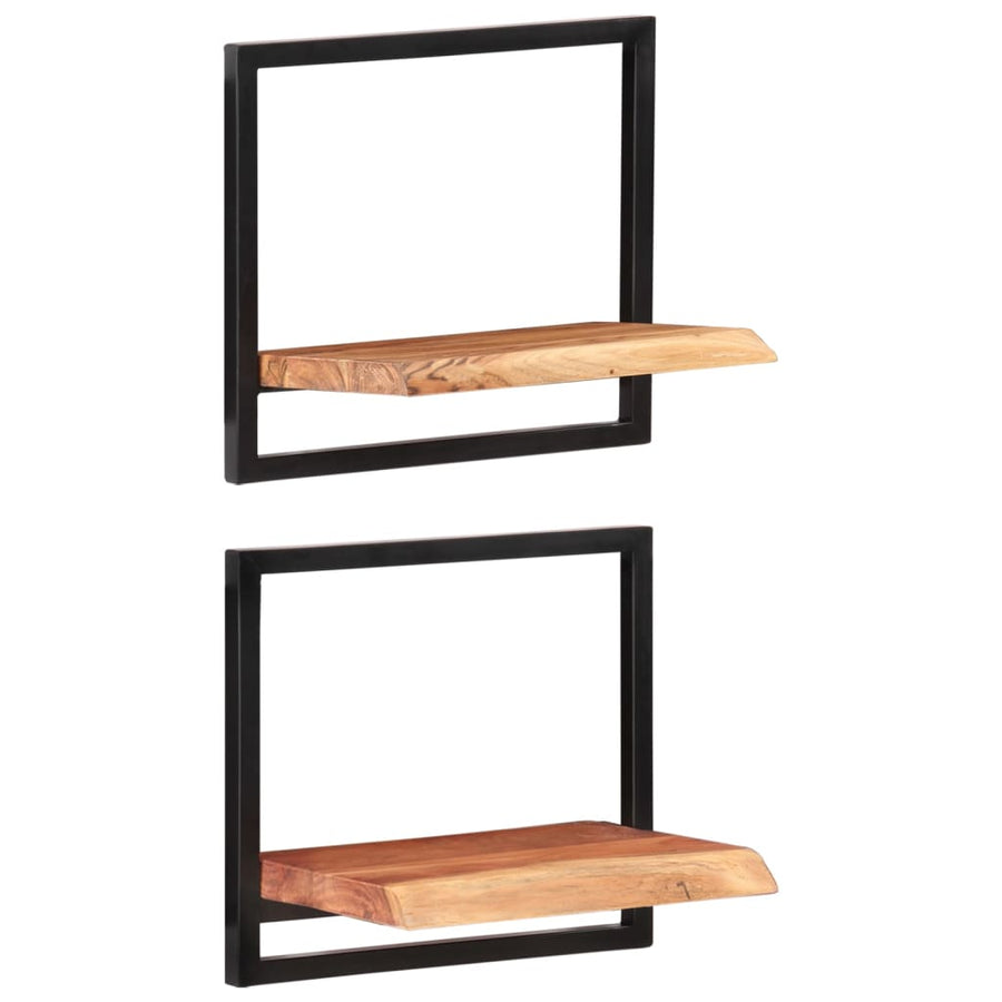 Wandschappen 2 st 40x24x35 cm massief acaciahout en staal 2 40 x 24 x 35 cm
