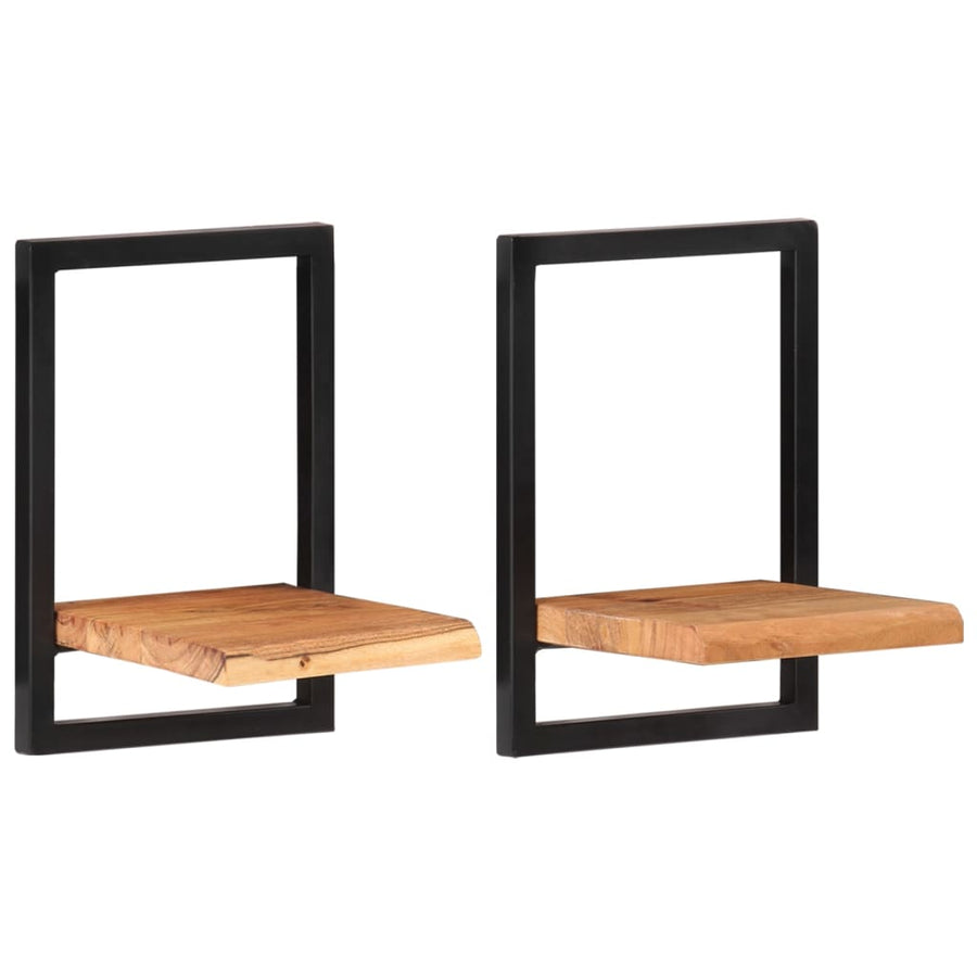 Wandschappen Massief Acaciahout En Staal 2 25 x 25 x 35 cm