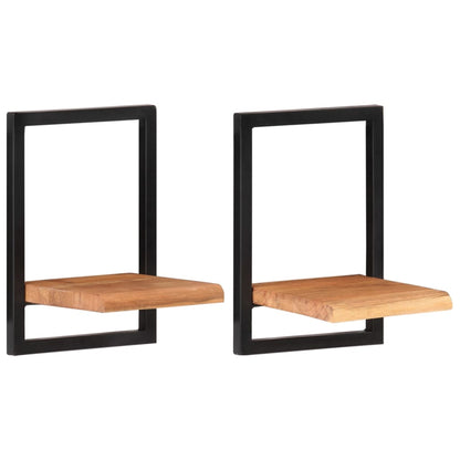 Wandschappen Massief Acaciahout En Staal 2 25 x 25 x 35 cm
