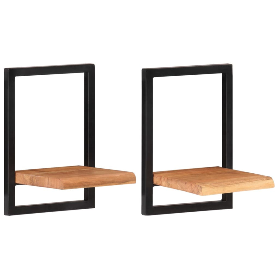 Wandschappen Massief Acaciahout En Staal 2 25 x 25 x 35 cm