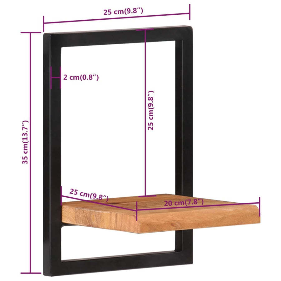 Wandschappen Massief Acaciahout En Staal 2 25 x 25 x 35 cm