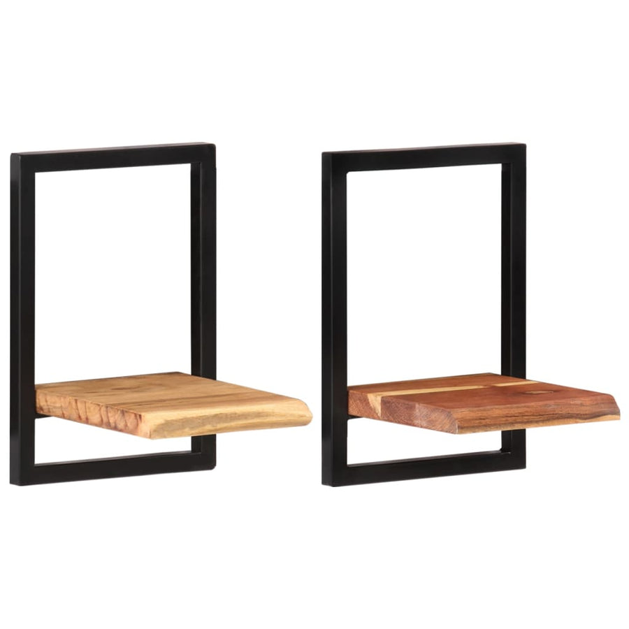 Wandschappen Massief Acaciahout En Staal 2 25 x 25 x 35 cm