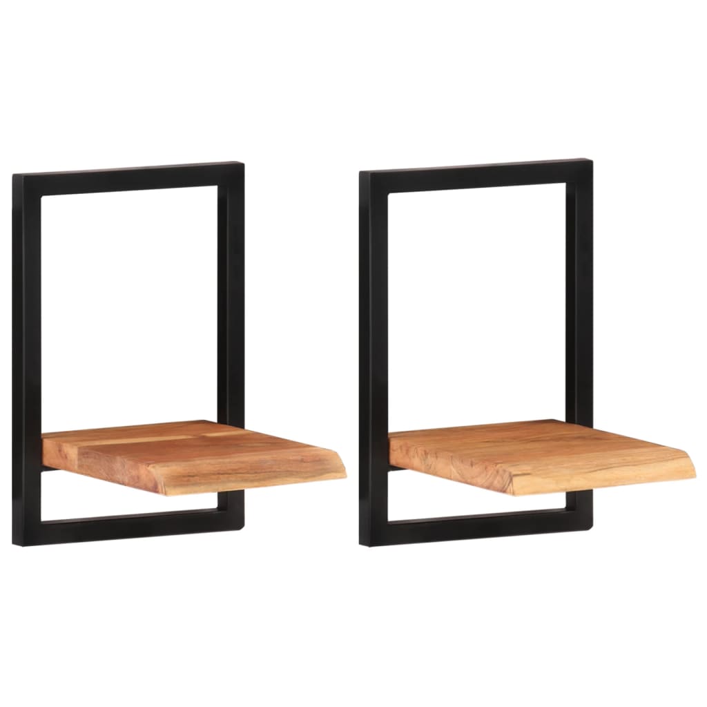 Wandschappen Massief Acaciahout En Staal 2 25 x 25 x 35 cm