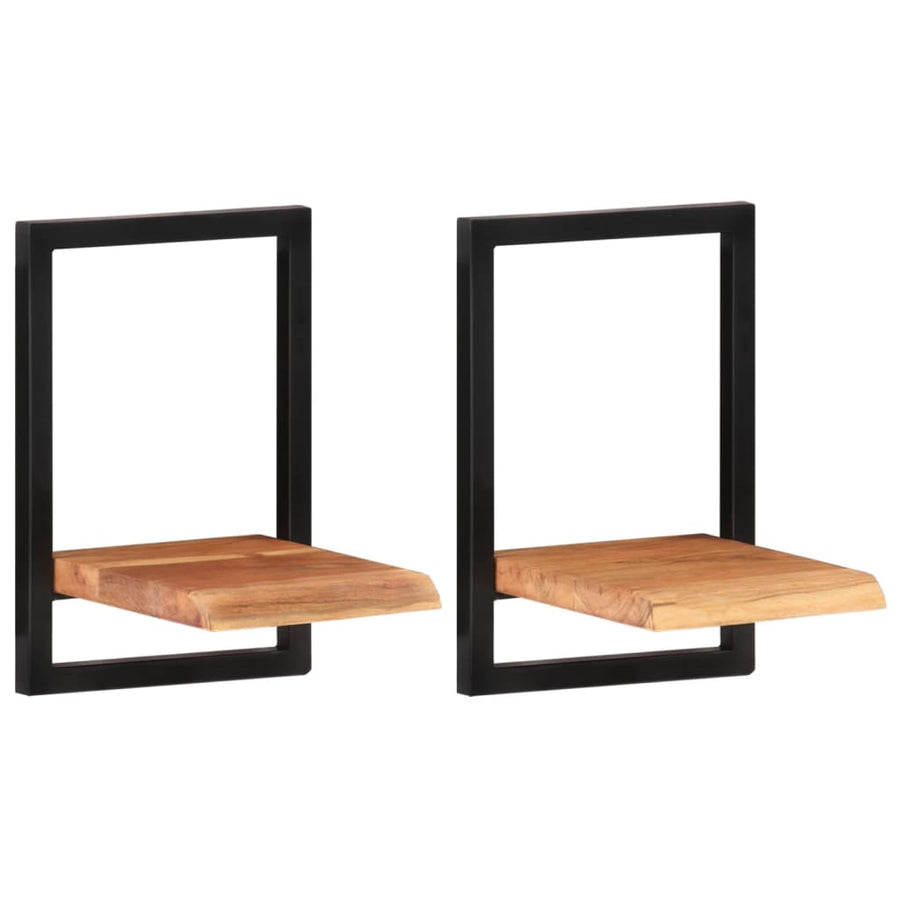 Wandschappen Massief Acaciahout En Staal 2 25 x 25 x 35 cm