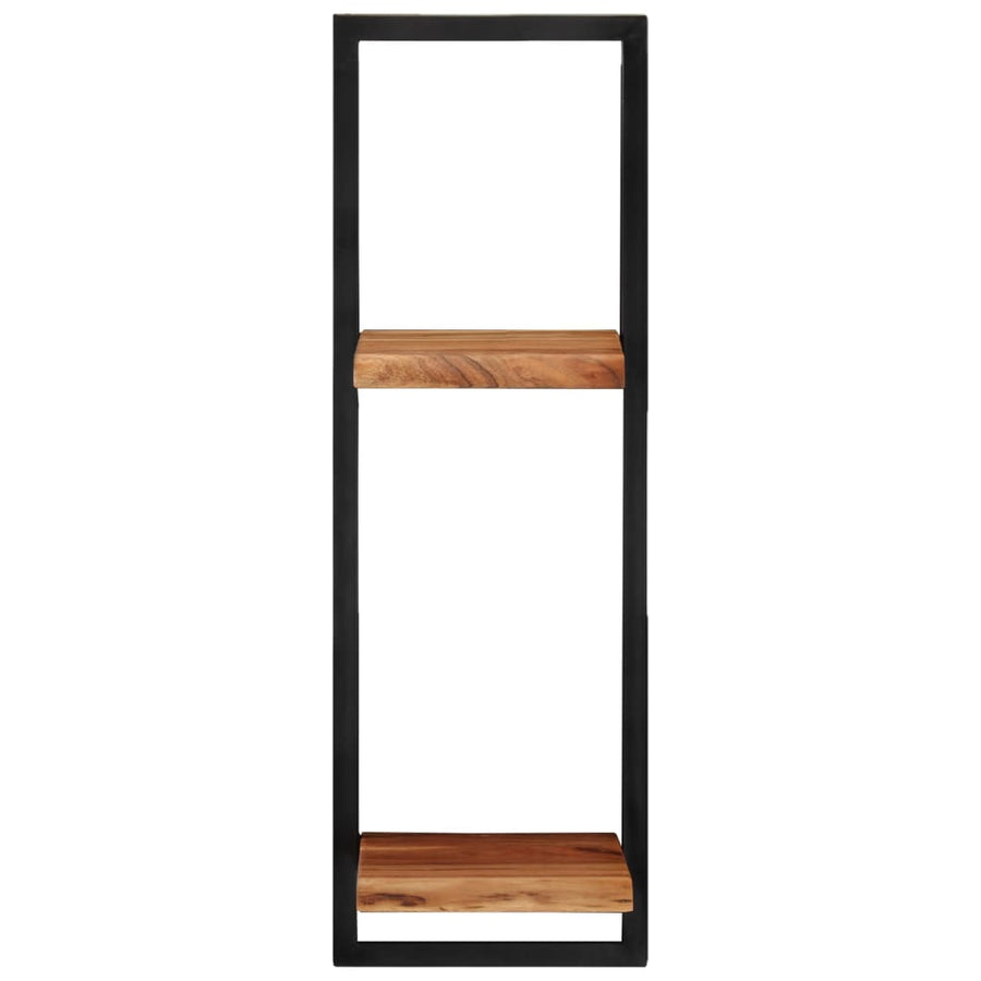 Wandschappen 2 st 25x25x75 cm massief acaciahout en staal 25 × 25 ×75 cm