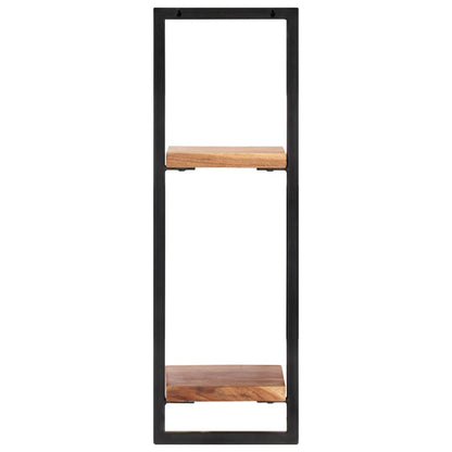 Wandschappen 2 st 25x25x75 cm massief acaciahout en staal 25 × 25 ×75 cm