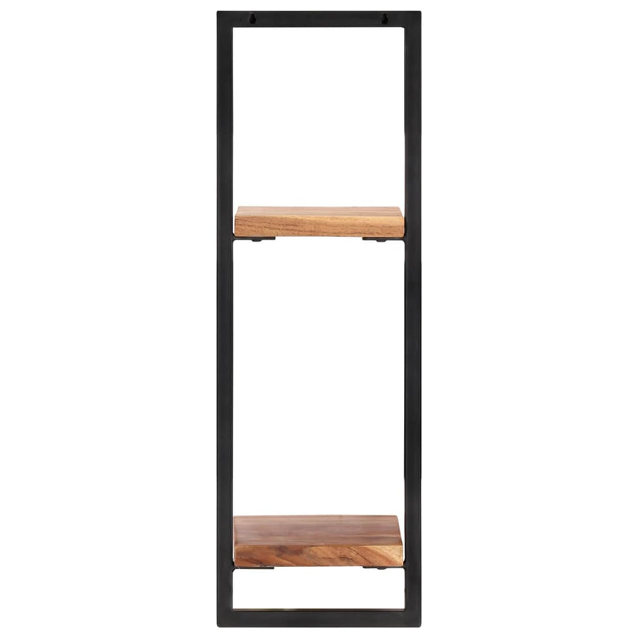 Wandschappen 2 st 25x25x75 cm massief acaciahout en staal 25 × 25 ×75 cm