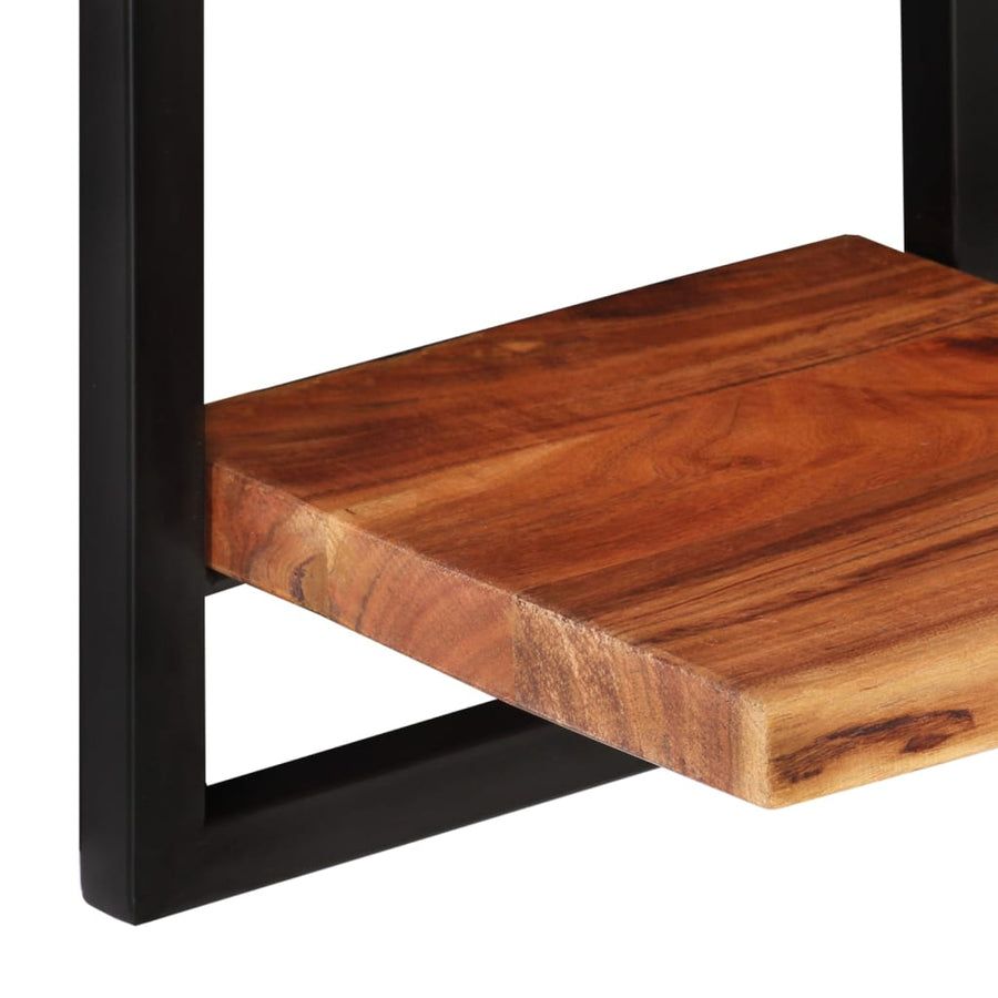 Wandschappen 2 st 25x25x75 cm massief acaciahout en staal 25 × 25 ×75 cm