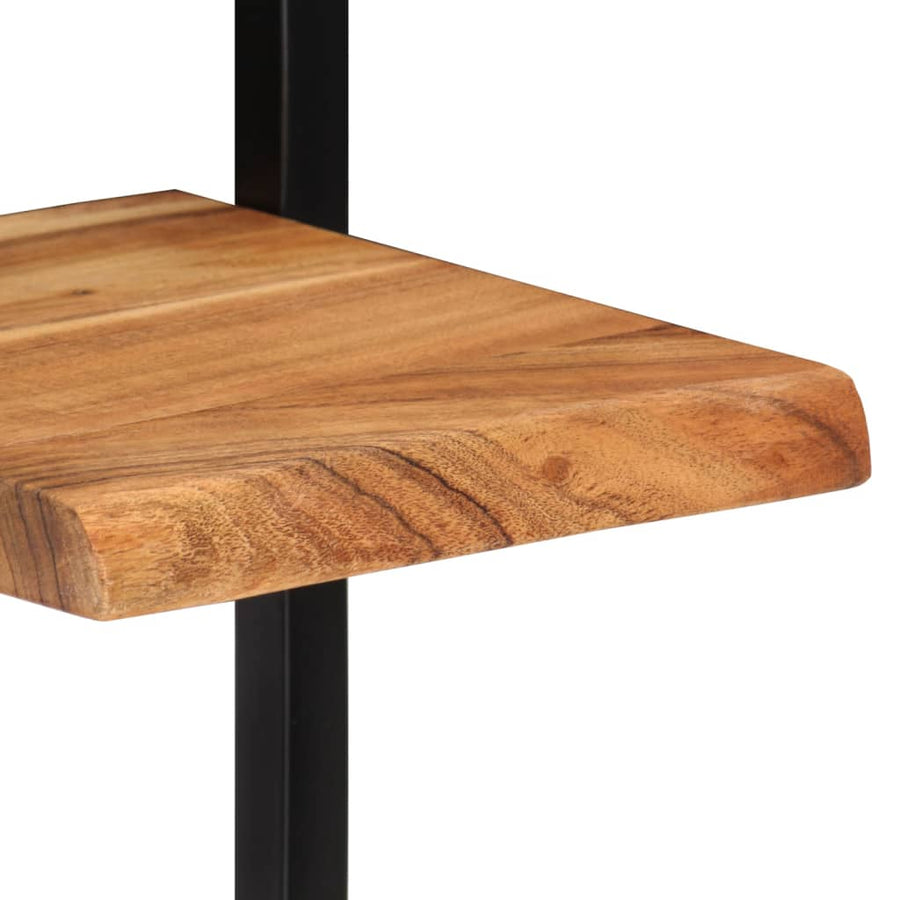 Wandschappen 2 st 25x25x75 cm massief acaciahout en staal 25 × 25 ×75 cm
