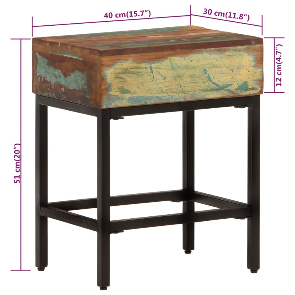 Bijzettafel 40X30X51 Cm Massief Gerecycled Hout