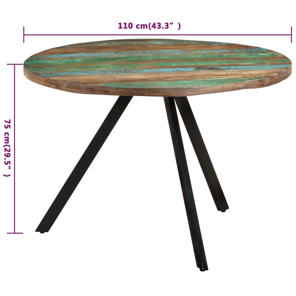 Eettafel 0x75 cm massief gerecycled hout